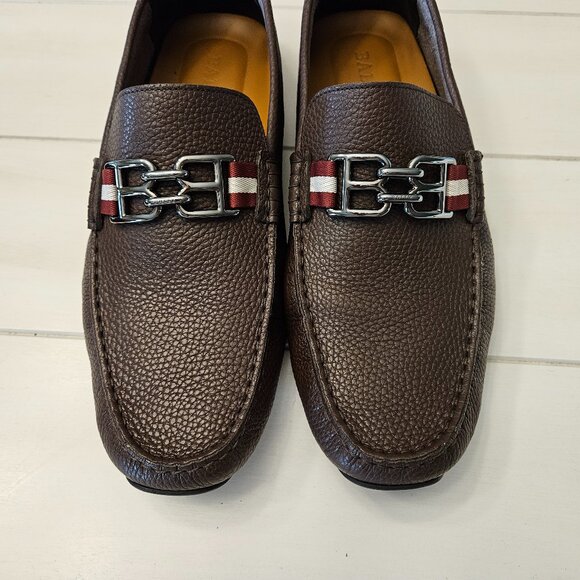 Bally Parsal Coffee Brown Leather Drivers - Size 10.5 US/43.5 EUR - Picture 1 of 13